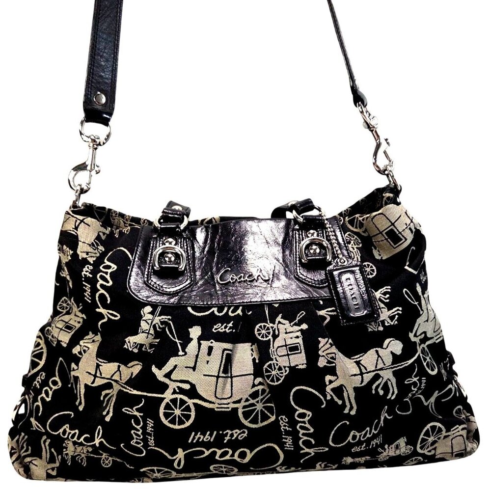 Coach Ashley F15656 Black Horse & Carriage Anniversary Satchel Handbag Purse - Picture 2 of 15